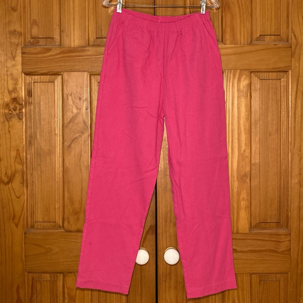 NWOT Boca Bay Vintage 80s 90s Pull On Elastic Waist Crinkle Pants Pink Size 12